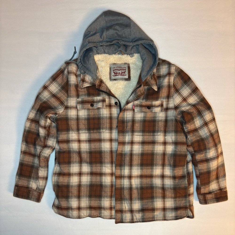 Levi's Lightweight Brown and Gray Plaid Shirt Jacket